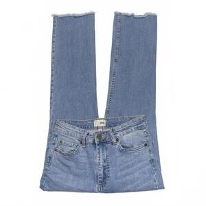 Amuse Society Light Wash Raw Hem Straight Jeans Womens 26 High Rise Denim